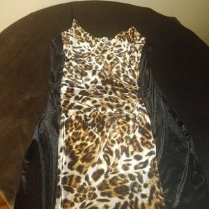 Leopard print velvet ruched plus size dress